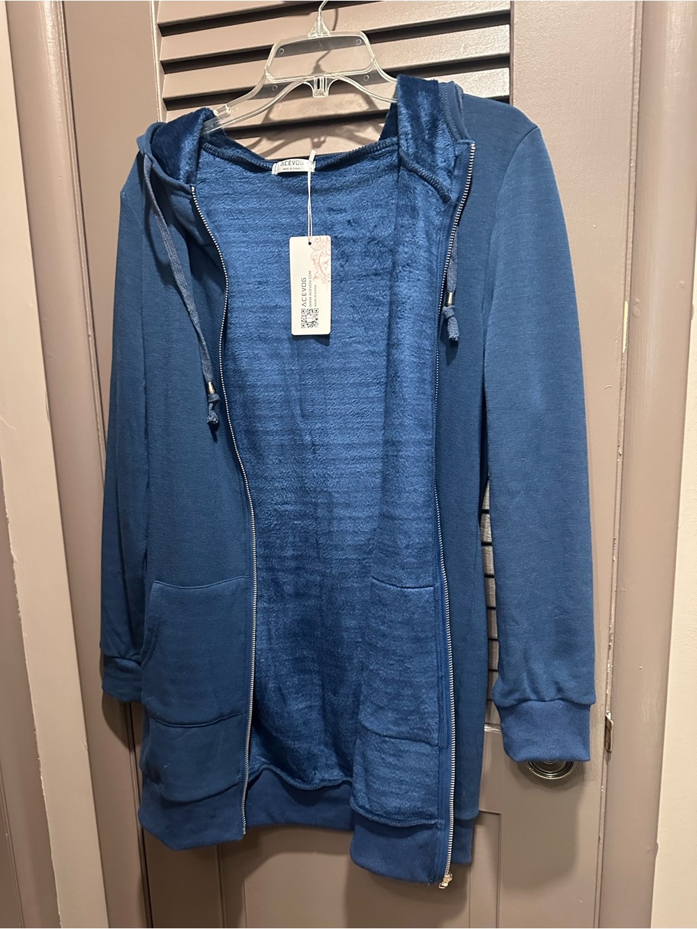Acevog Women's Blue Hooded Zip Jacket